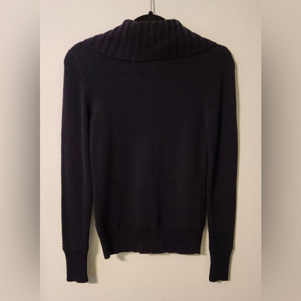 LRL Ralph Lauren Navy 100% Cotton Gold Buckle Wide Collar Pullover Sweater Sz XS - Picture 4 of 12